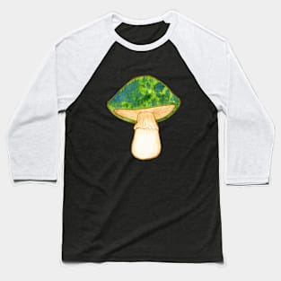 Green Watercolor Mushroom Baseball T-Shirt